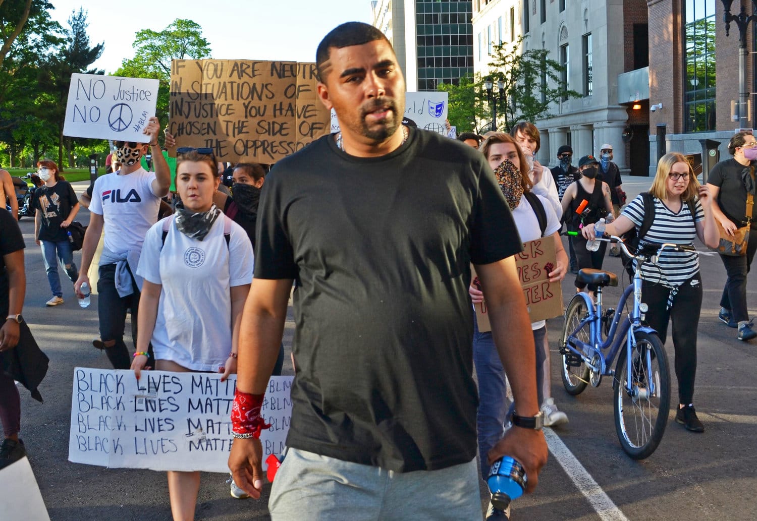 Paul Birdsong marches down Capitol Avenue. Skyler Ashley/City Pulse